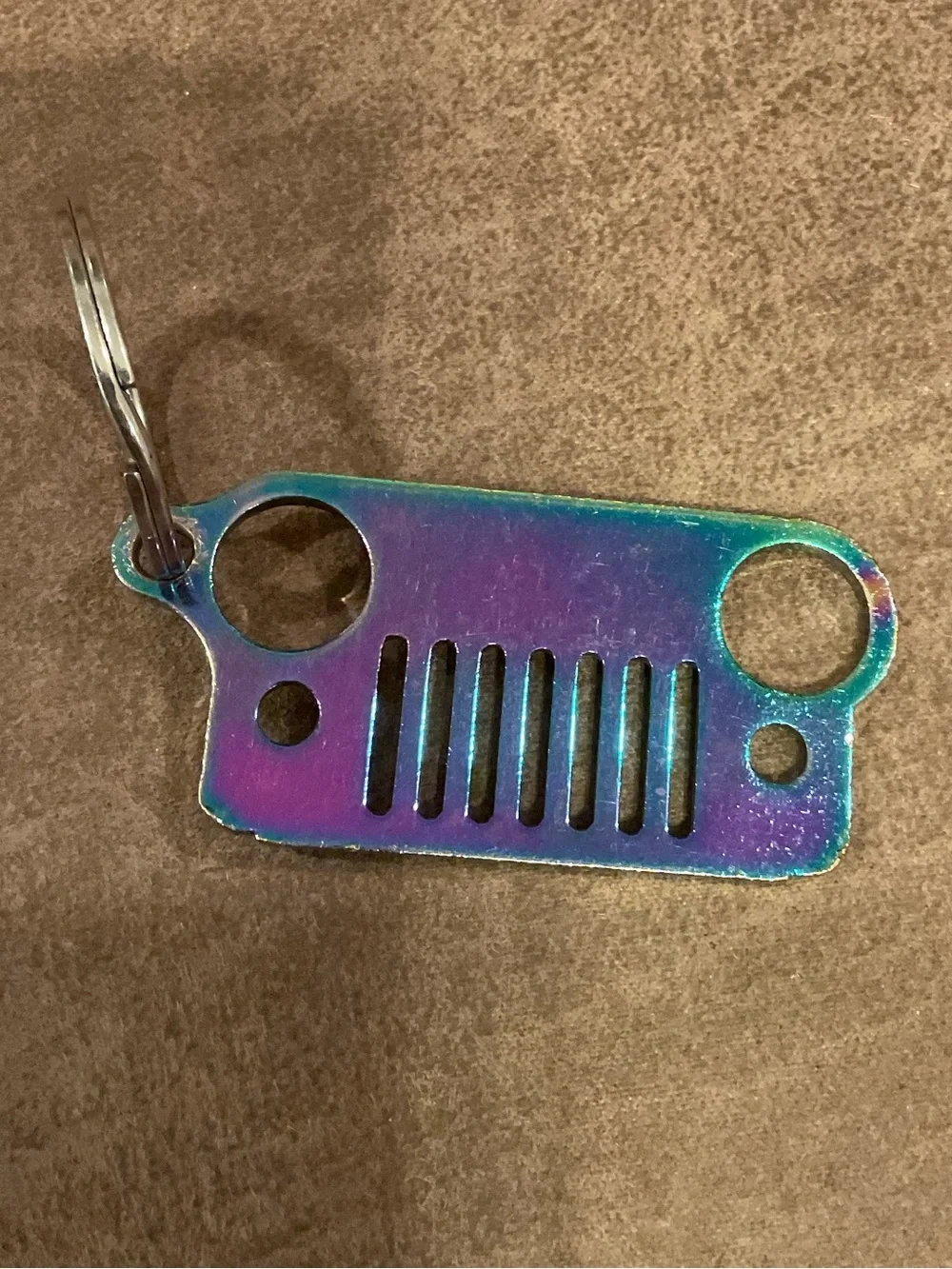 Iridescent Jeep Metal Keychain